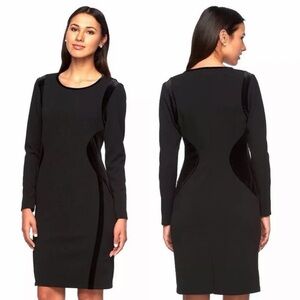 Vintage 90s Ronni Nicole Black Velvet Trim Dress NWT Size 6 Midi Elegant